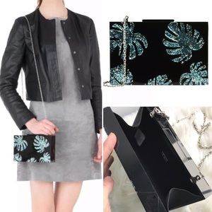 🆕 Nali Box Sparkly Leaf Clutch Detachable Strap